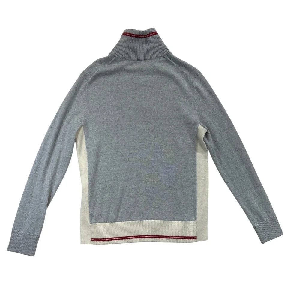 Banana Republic Sweater Mens L Gray Merino Wool Blend Quarter‎ Zip